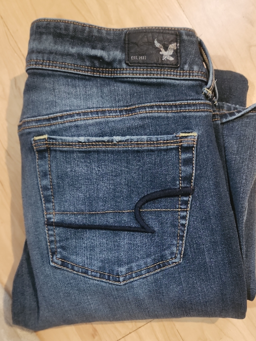 American Eagle Dark Wash Kick Boot Jeans - Blue